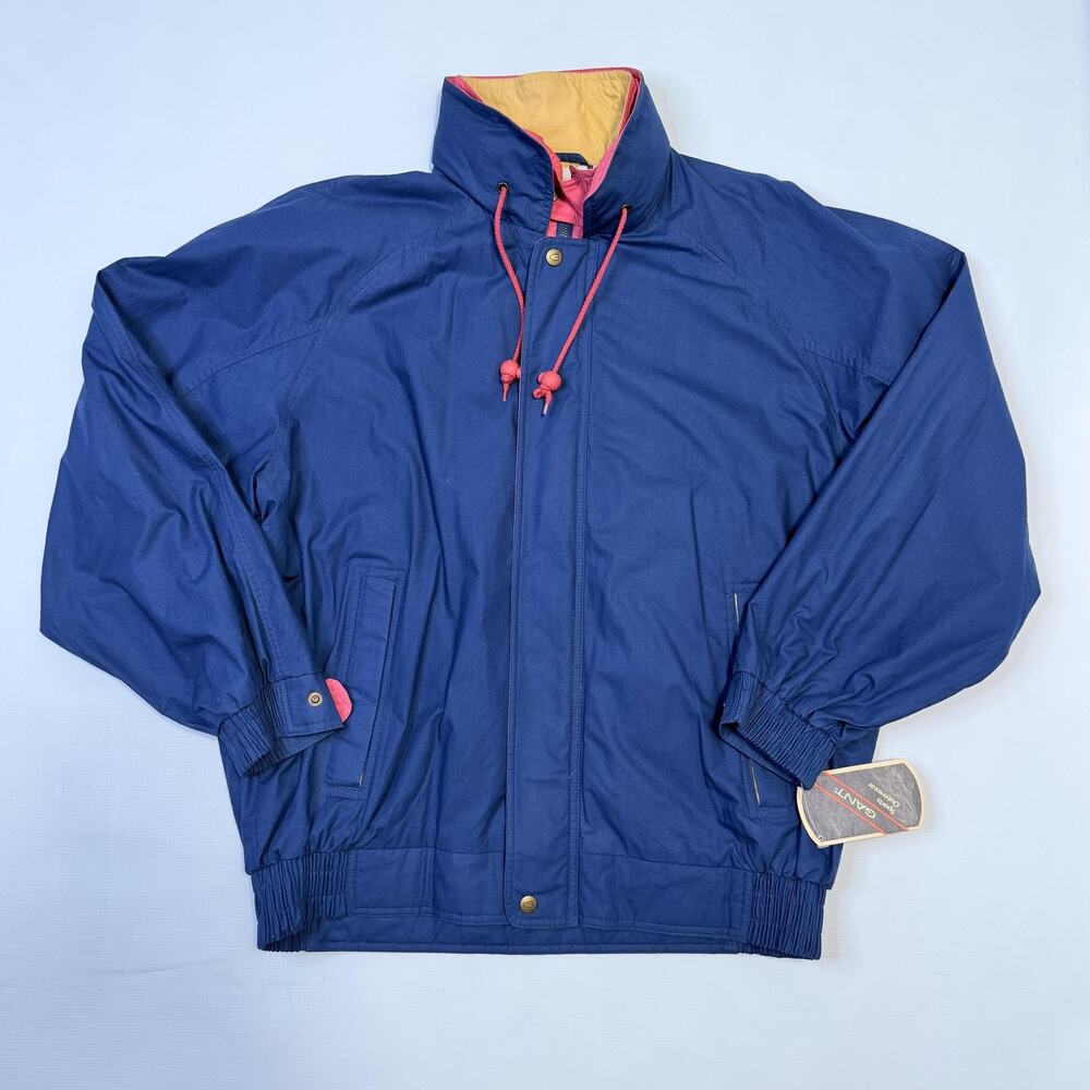 Vintage GANT Jacket Mens Large Blue Lined Windbreaker Elastic Waist Outdoor